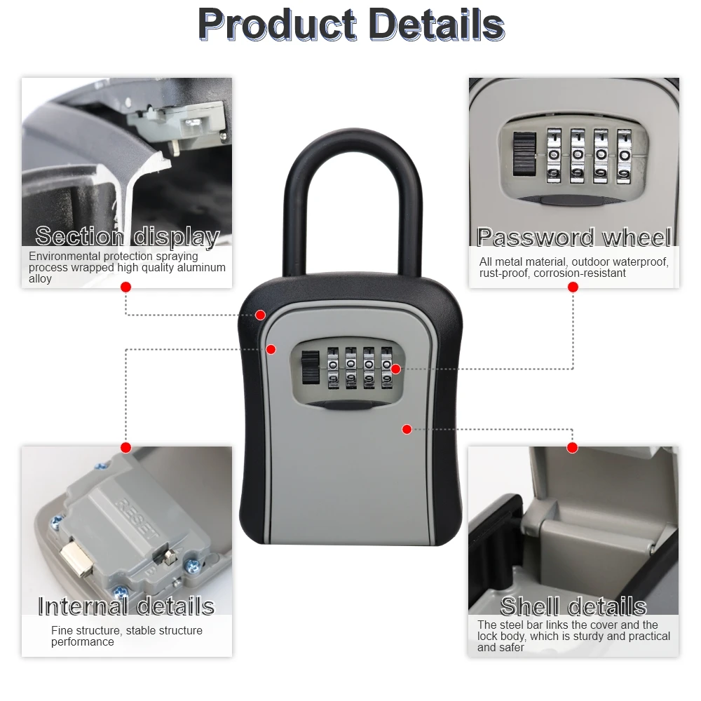 Asack G7 combination hangable hook lock key box realtor metal aluminum alloy security wall mounted safes for real estate