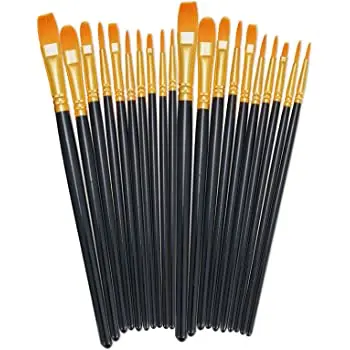 Black  Round Pointed Tip Paintbrushes Nylon Hair Artist Acrylic Paint Brushes