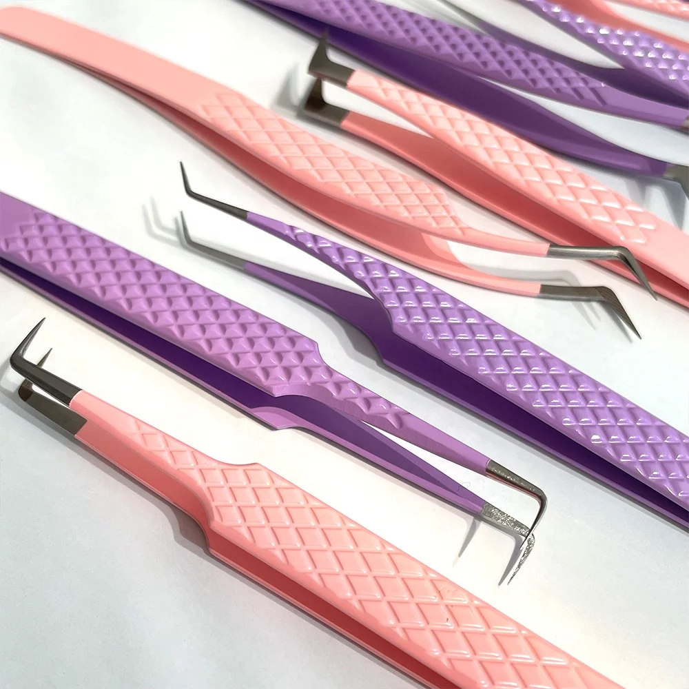 Custom Logo Packaging Box Volume Eyelash Tweezers Make Eyelash Easy Fans Manufacturer China Straight Curved 6 Pcs Tweezers Set