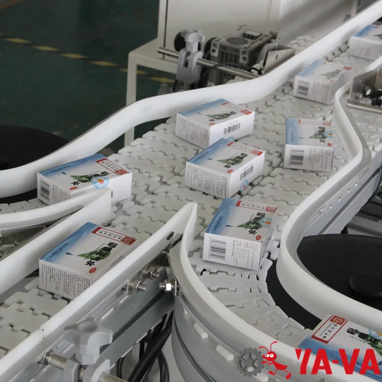 YA-VA New flexible bottle conveyor belt system for alcoholic beverage pharmaceutical industry