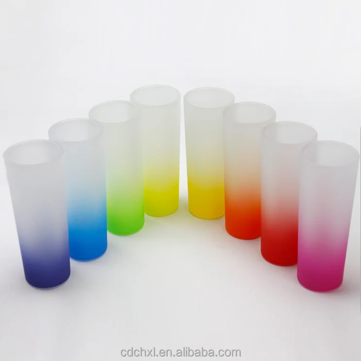 Wholesale 3oz sublimation shot glass gradient color wine whiskey glass transparent frosted sublimation blanks shot glasses