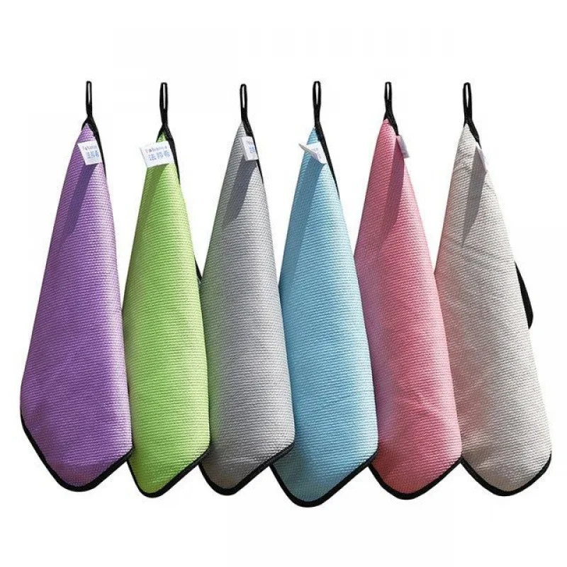 Double Sided Coral Fleece Woven Dishcloth Fish Scale Microfiber Streak-Free Cleaning Cloth Easy Oil-Free Cleaning Nanoscale