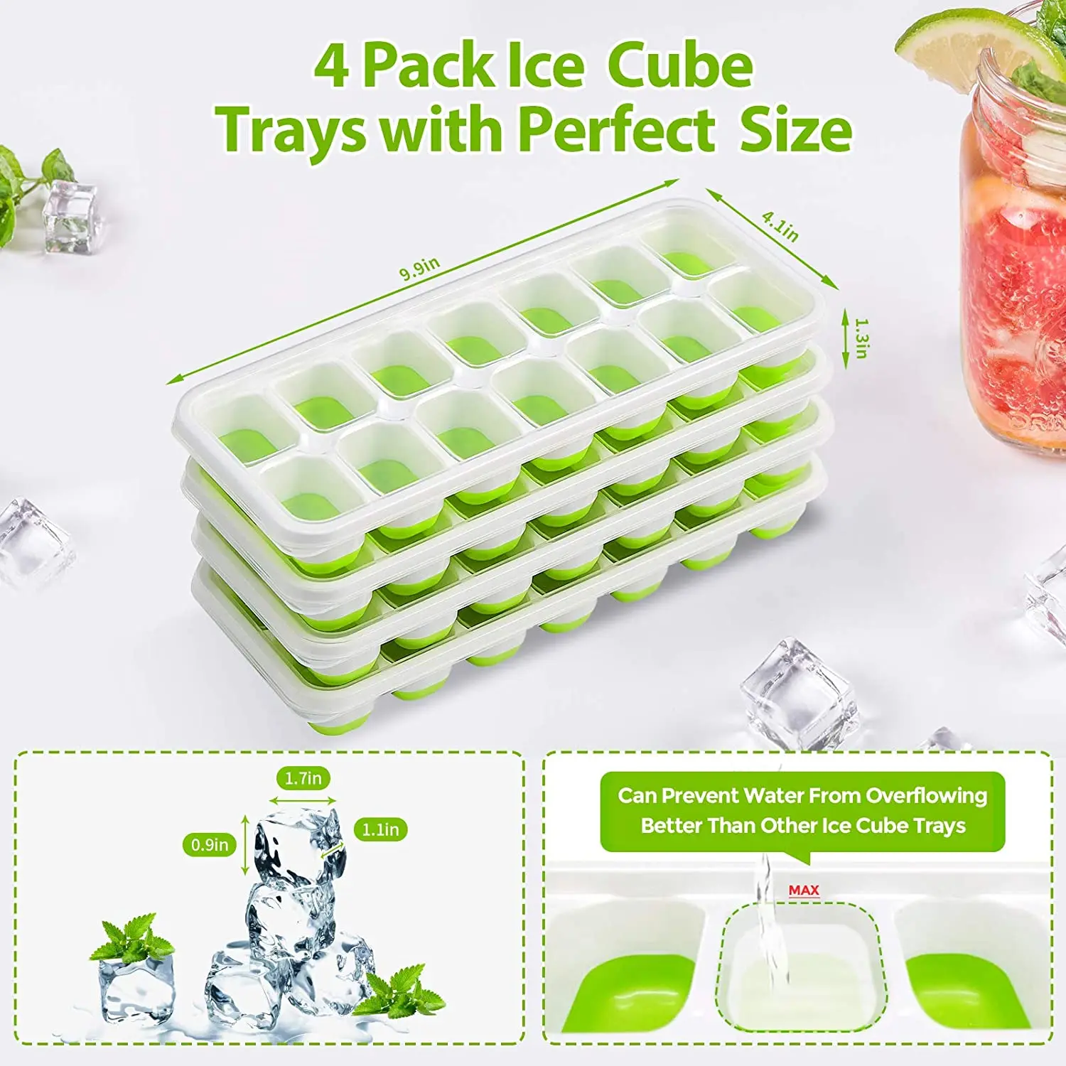 Wholesale Custom 14-Ice Mold Maker Easy Release Flexible Ice Cube Tray With Lids