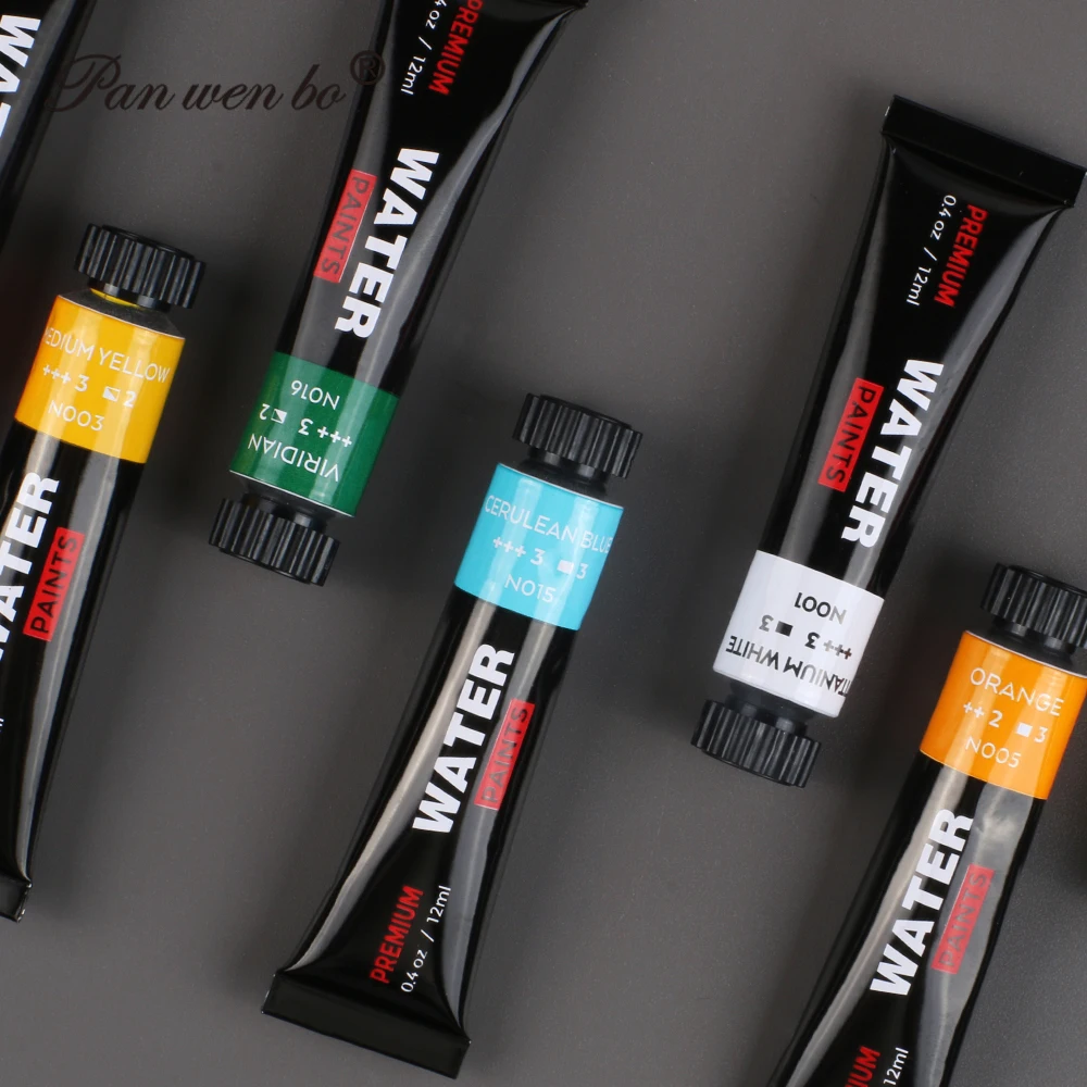 Panwenbo Wholesale Colors Cheap Watercolor Paint Set 12ml Artist Watercolor Paint Tube12 Kids Watercolor Paint