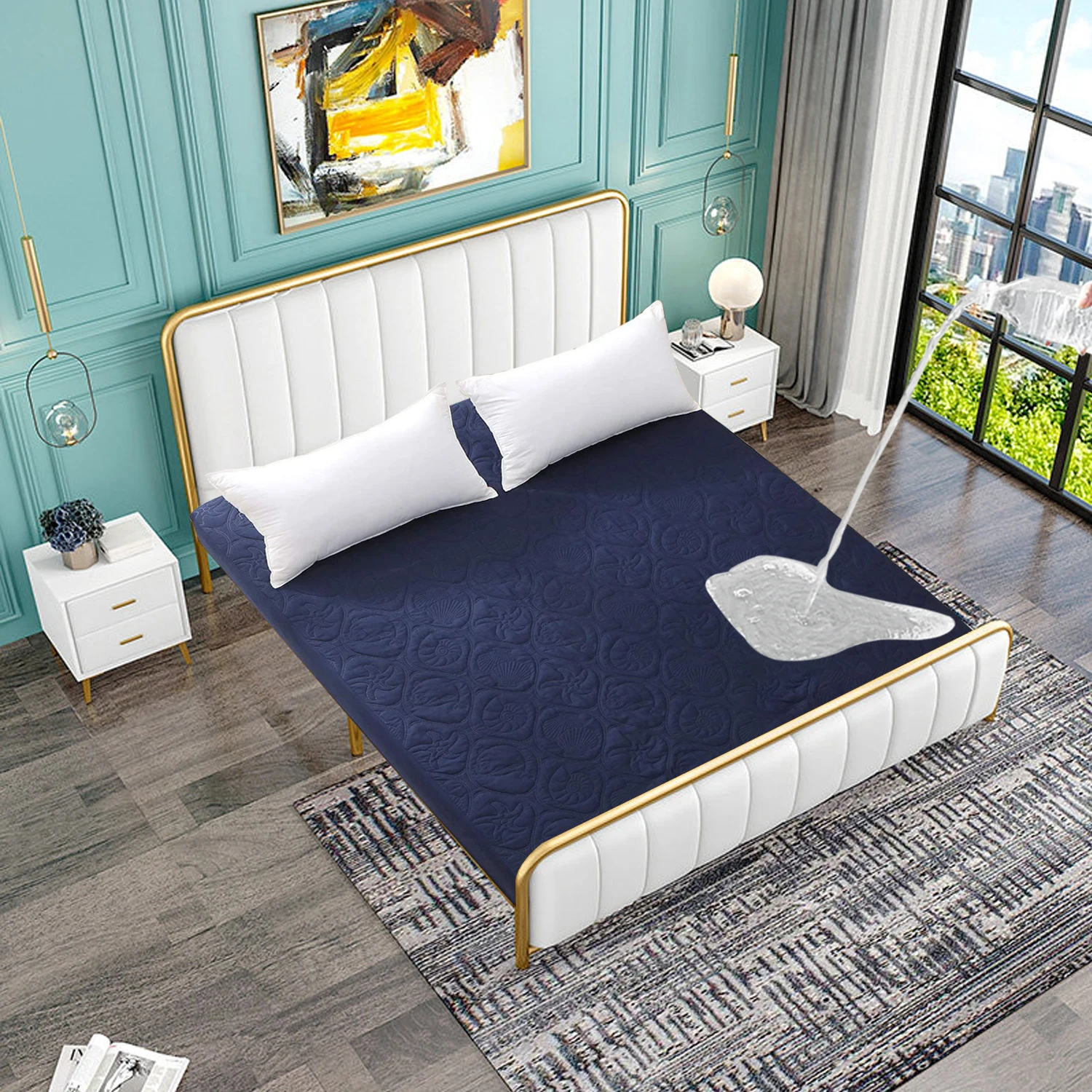  Индивидуальный тисненый прослойный водонепроницаемый матрас влажная защитная крышка защитный коврик для кровати роскошный стеганый