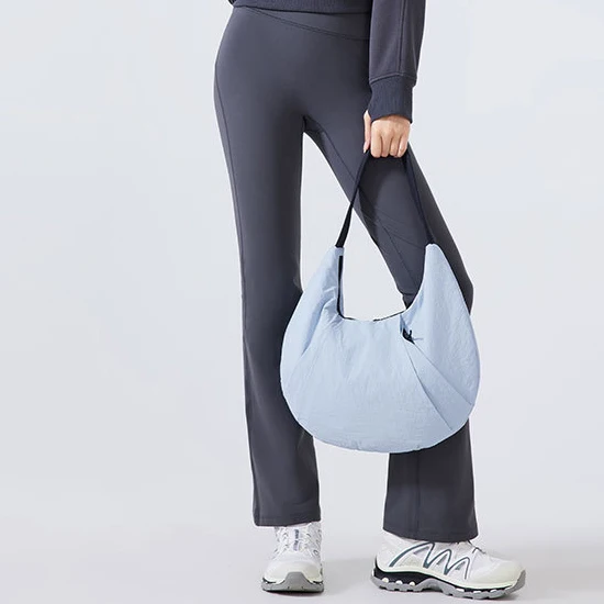 Lulu Pleated U-shaped Curved Shoulder Bag Yoga Leisure Sports One Shoulder Horn Bag With Exterior Zipper Pocket