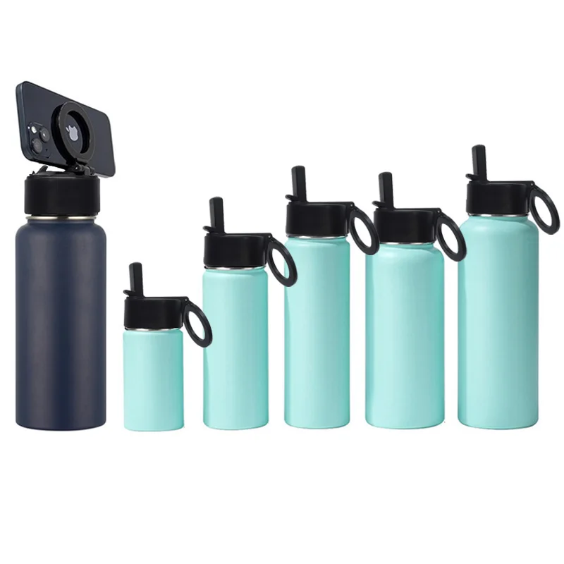 2024 Hot Selling Double Wall Vacuum Insulated 304 Stainless Steel Water Bottle Flask Water Bottle with Magnetic Straw Lid