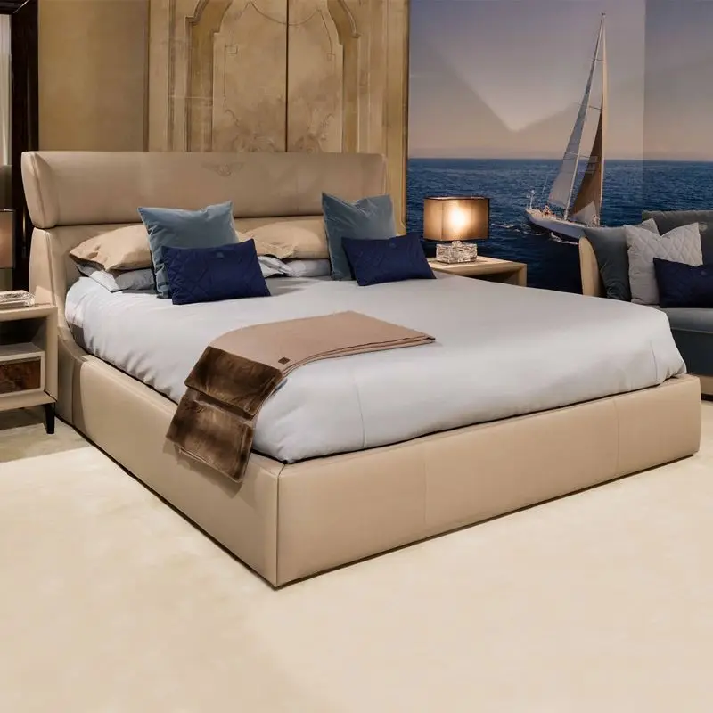 Customized Luxury Italian Bedroom Set Furniture King 2023 Modern Latest Double Bed With Storage Space