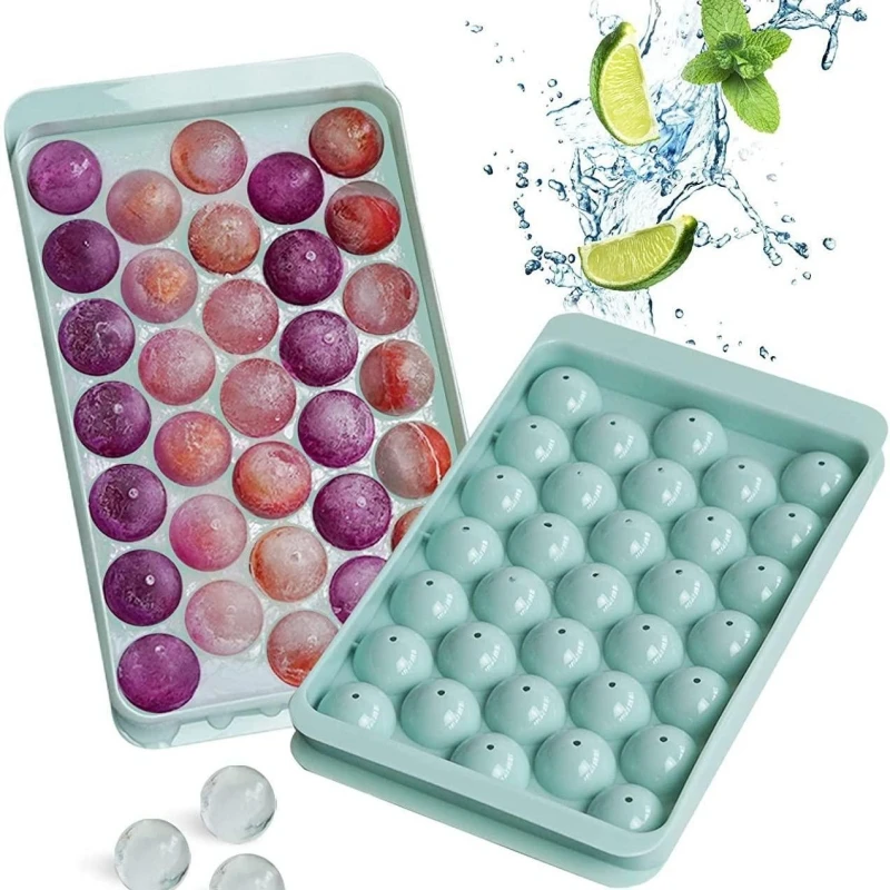 Plastic 33 cavity  ice ball mold DIY whiskey Ice cube Mold Ice tray with cover