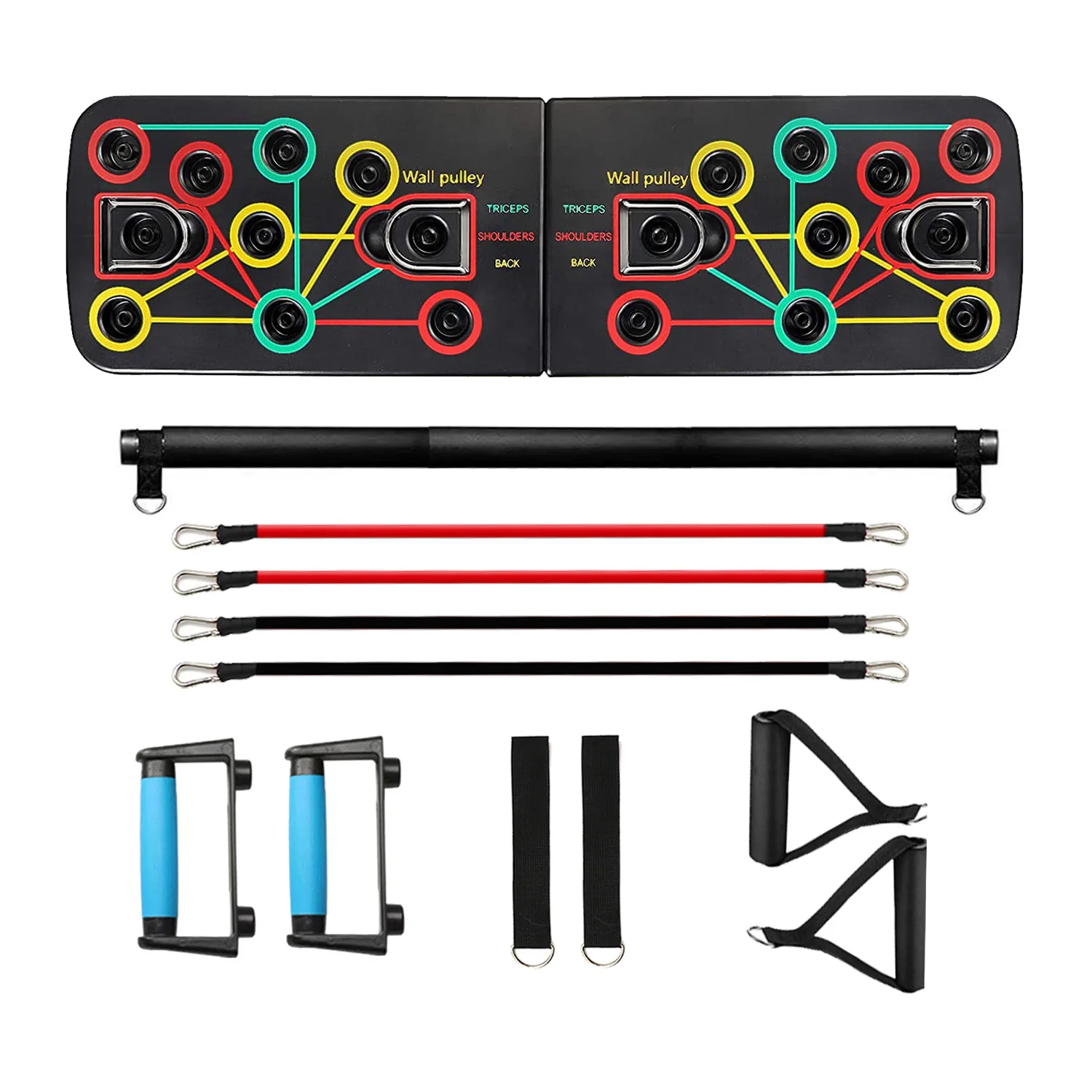 Push Up Board Multi-Function All in One System with Resistance Bands Strength Training Push Up Stands Home Workout Equipment