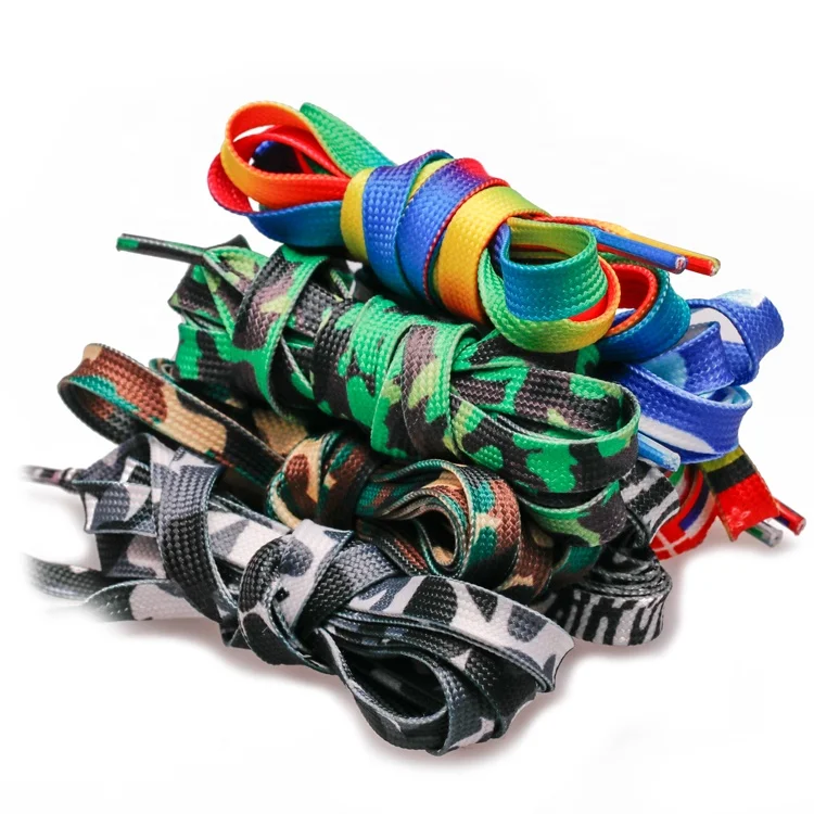 Wholesale Colorful Thick Sublimation, Flat Run Luxury Sneakers Printed Logo Custom Shoelaces/