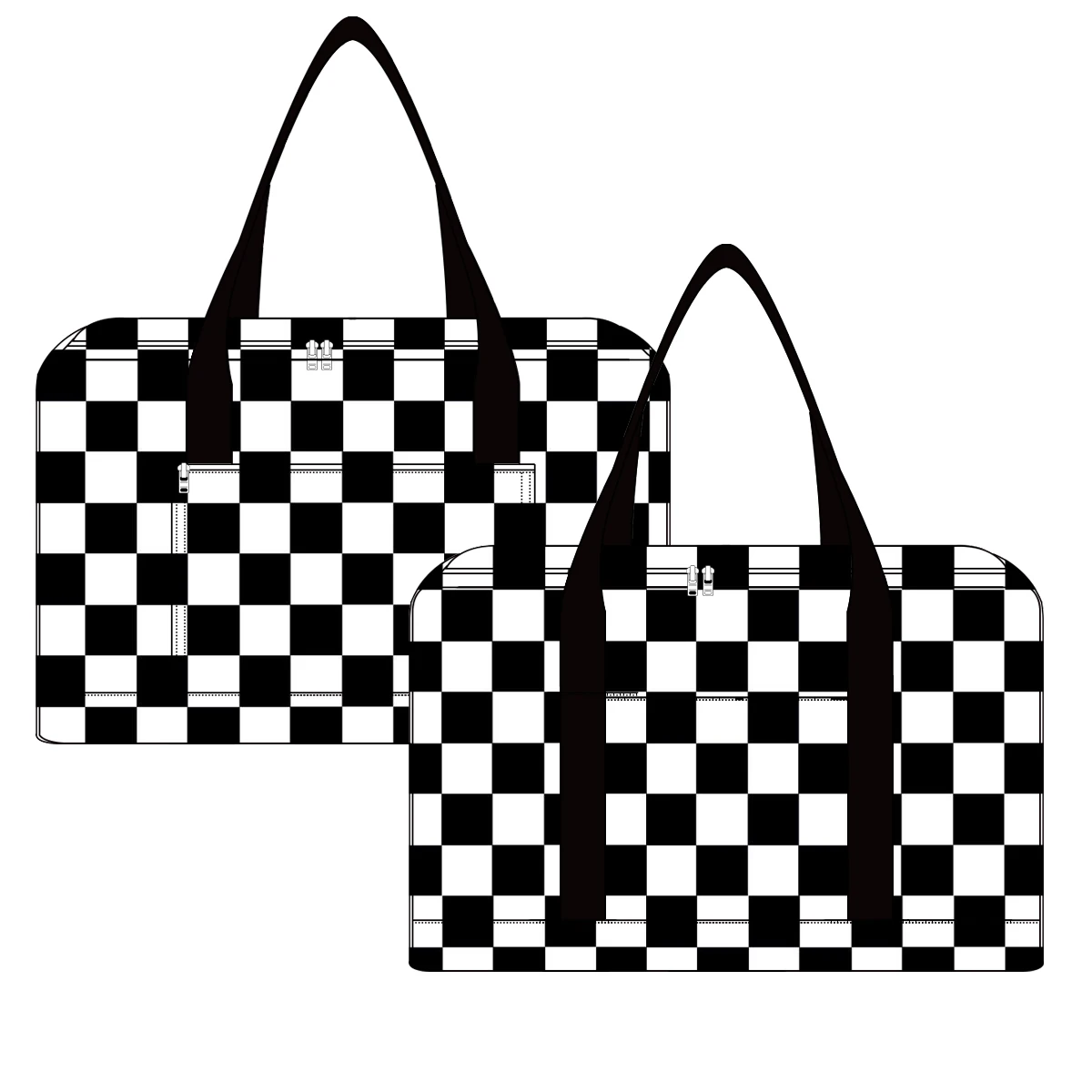 Hot Sales Travel Bag Weekender Overnight Bag for Women Custom Prints Nylon Waterproof Plaid Pattern  Travel Bags Luggage Set