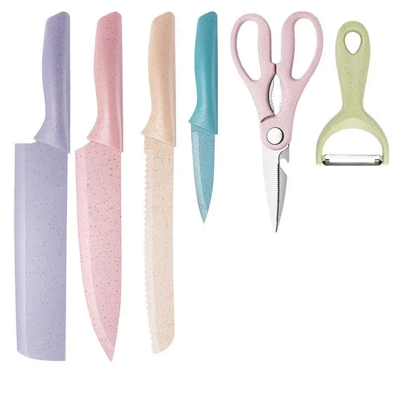 Wheat straw 6-piece stainless steel knife set