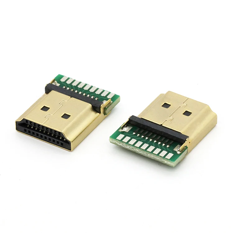 PCB Mount vertical gold plated High Definition Multimedia Interface HDMI compatible a type Male plug connector straight 19Pin (1600238825633)