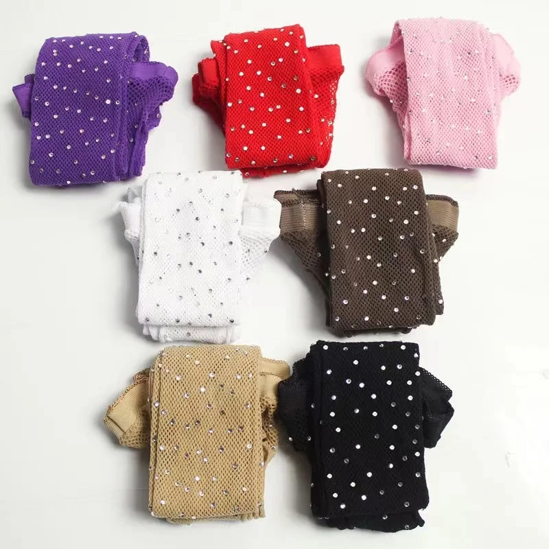 High-quality Women Fishnet Tights Shiny Rhinestone Spandex Mesh Pantyhose Open Crotch Hosiery Designer Sexy Stockings