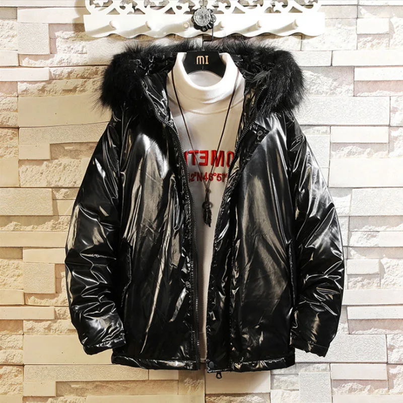 Custom shiny puffer jacket mens new model water repellent jacket padding 2022 hood