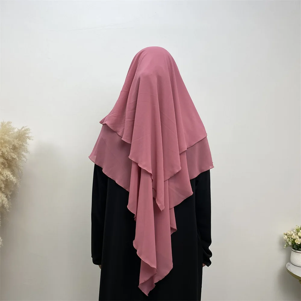 Muslim Crepe Long Hijab Khimar Caftan Turban Women Ramadan Prayer Garment Abaya Hijabs Scarf Wrap Islamic Dubai Saudi Niqab Tops