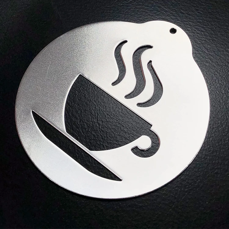 Stainless Steel Cappuccino Coffee Stencil Custom Art Cocktail Stencil Face Logo Silhouette Stencil Face Logo