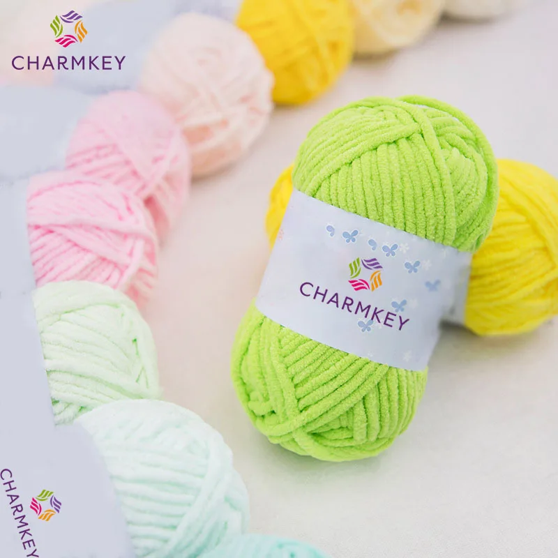 3.5mm Velvet Blanket Dyed Fancy Yarn Polyester Chenille Fluffy Hand Knitting Thick Bulky Chunky Chenille Crochet Yarn