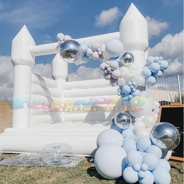 Commercial grade party jumper bouncer blow up  white bouncy castle bouncehouse inflatable with blower