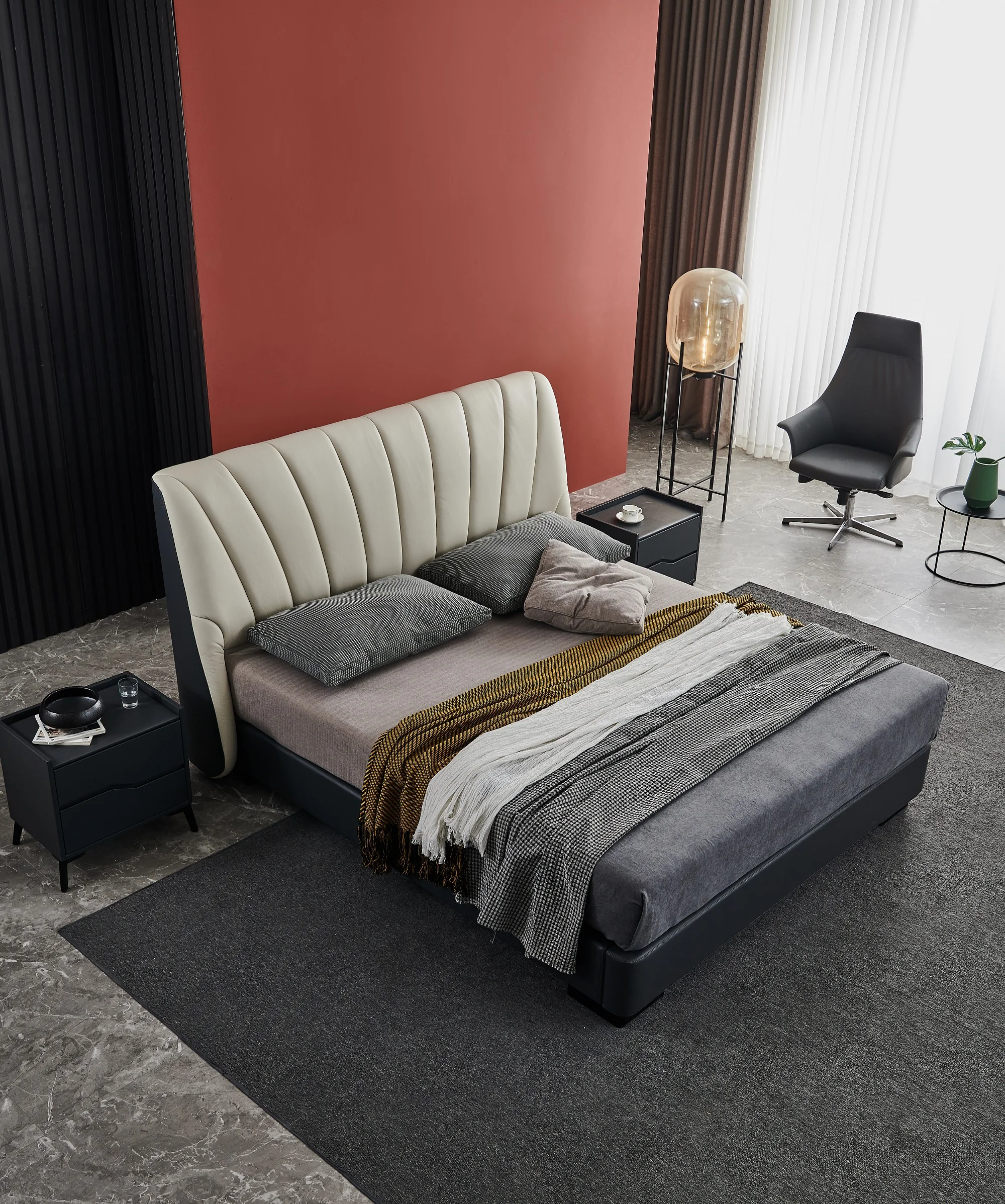 Modern Bedroom Furniture,bedroom Furniture Set,white Leather King Size Beds modern soft bed