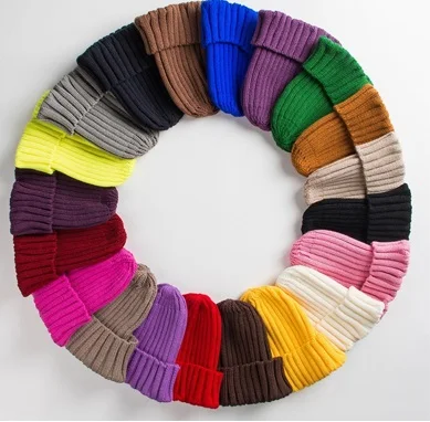 Unisex fashion custom logo acrylic crochet cuffed plain beanie hat warm men womens girls lady jacquard knitted winter hat cap