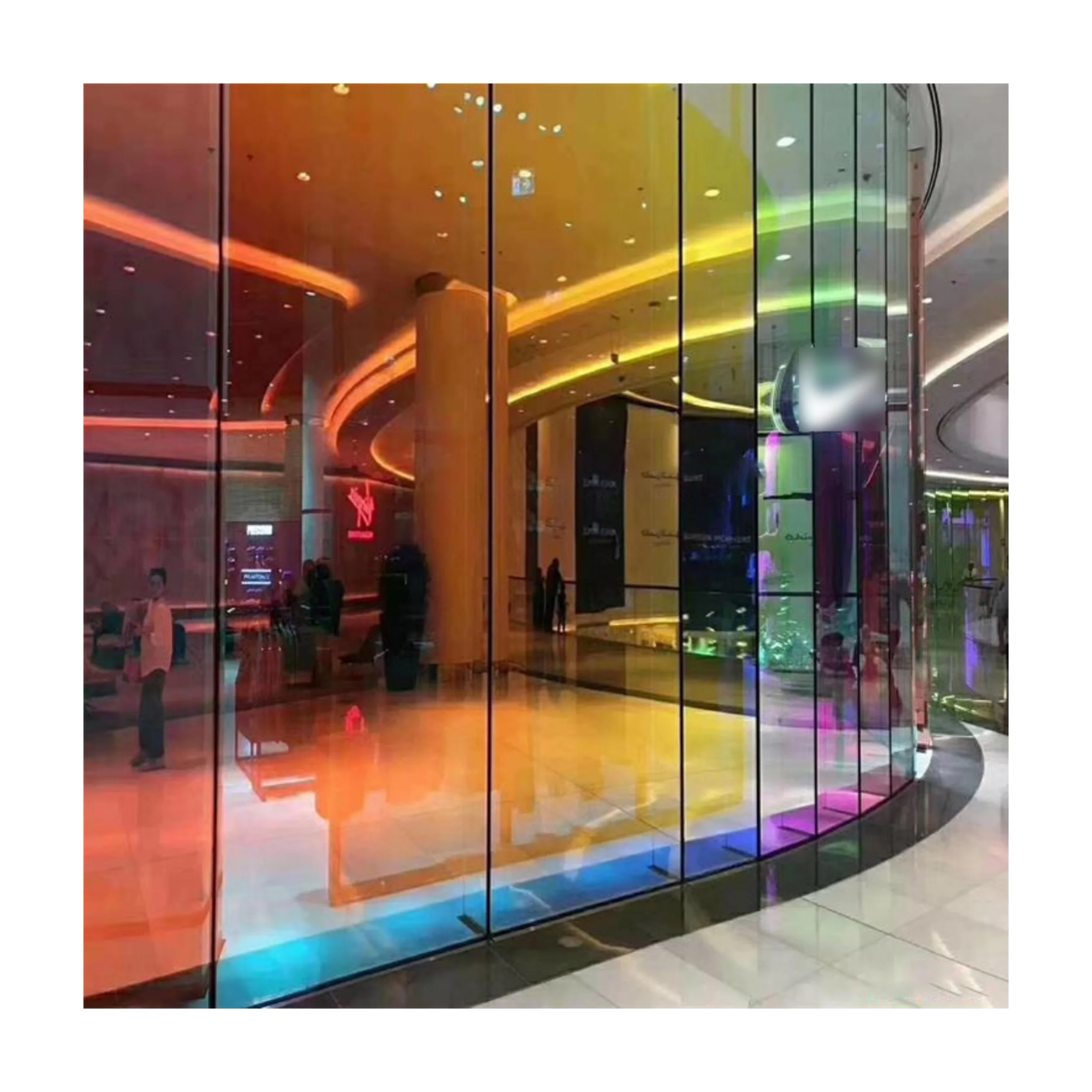 Minimalist Style Iridescent Coated Glass Partition Decorative Colorful Glass For Versatile Architectural Applications
