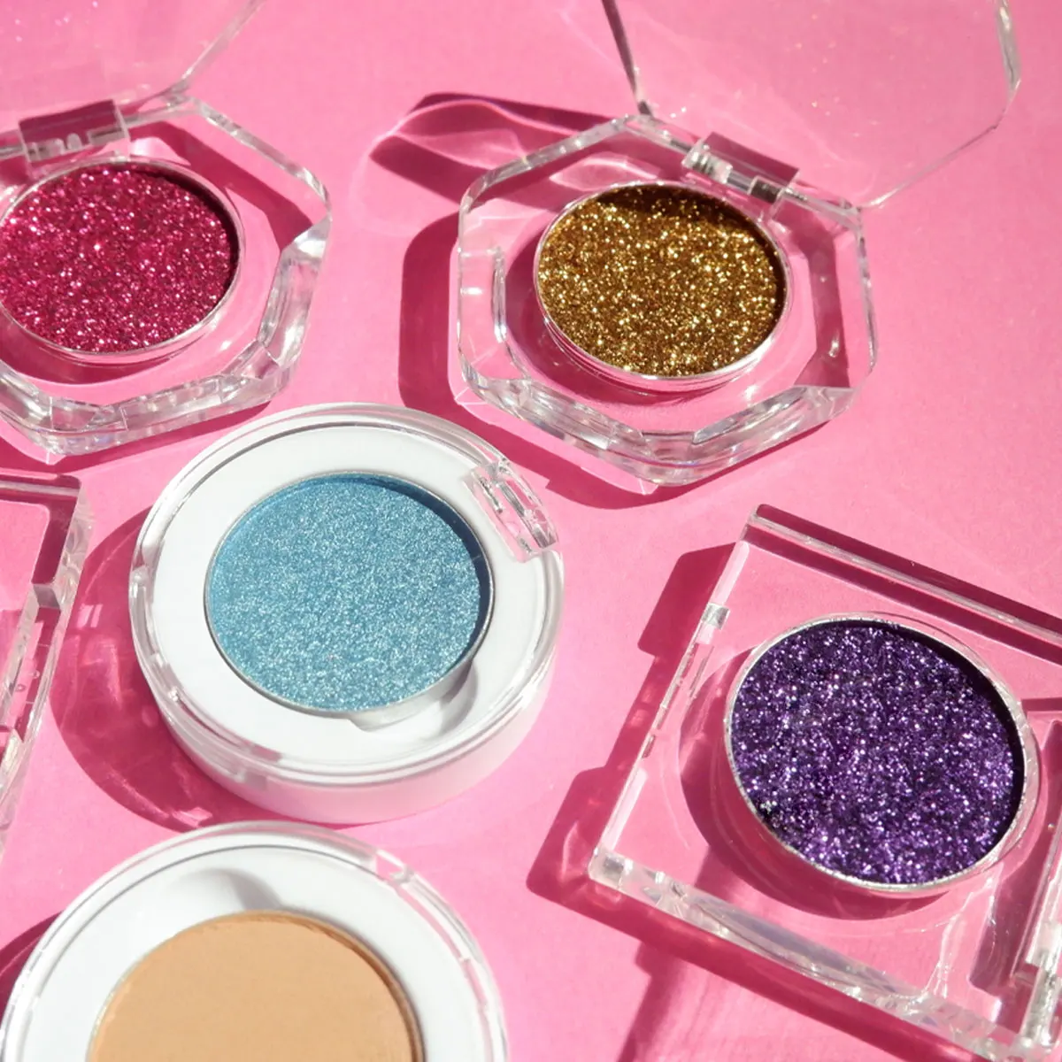 Low Moq Custom Logo Glitter Shimmer Nude Pink Matte Single Eyeshadow High Pigment Long Lasting Talc Free Eye shadow