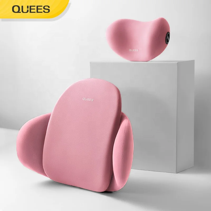 Quees Car Headrest Neck Support Pillow Adjustable Strap Memory Foam Car Pillow Hot Sale Lumbar Back Cushion Car Neck Pillow