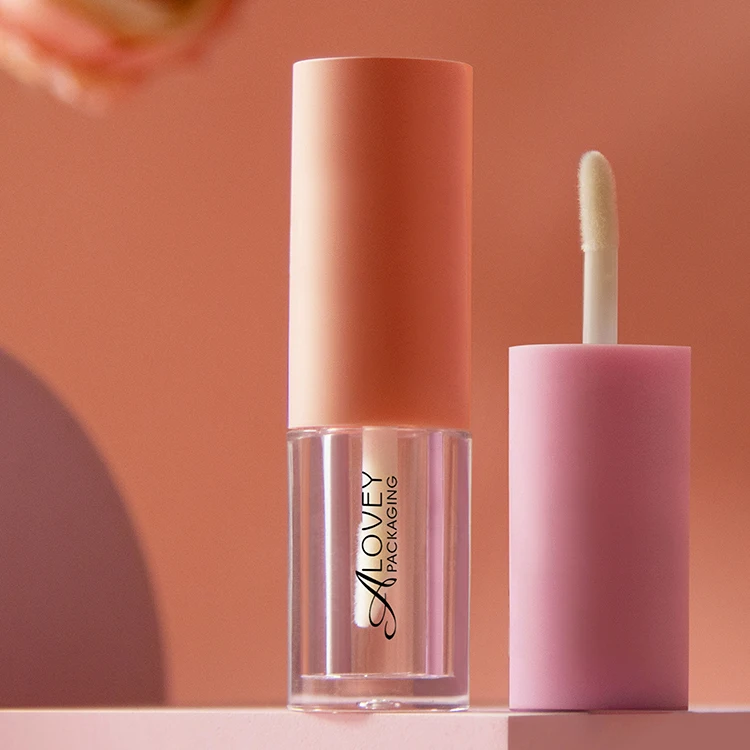 ALovey Cute Pink Lipgloss Tubes Custom Logo Mini Lipgloss Tubes 3ml Round Plastic Empty Lipgloss Liquid Lipstick Case