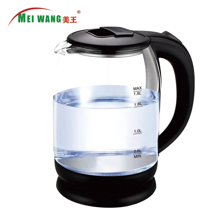 Meiwang CB CE GS blue LED light glass electric water kettle electrical kettle 1.8L