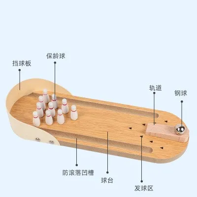 Bowling toy baby children wooden parent-child interaction indoor leisure puzzle fingertip board game set
