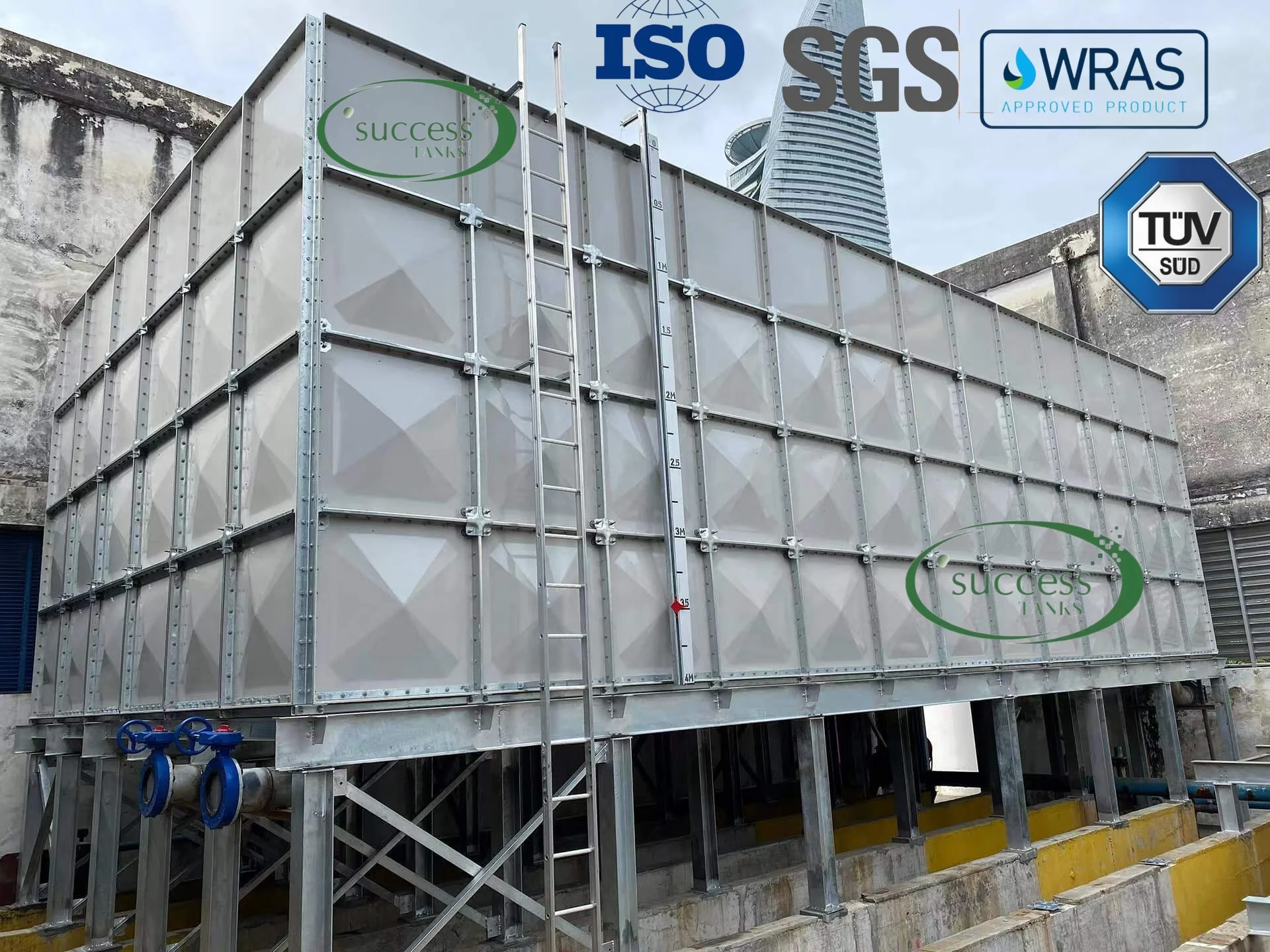 Manufacture Directly Selling Rectangular FRP GRP Fiber Glass Water Tank Malaysia Philippines India Irrigation Water Tank