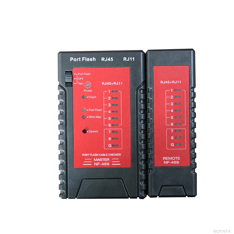 Noyafa Portflash ethernet cable tester verify RJ45 RJ11 cables.