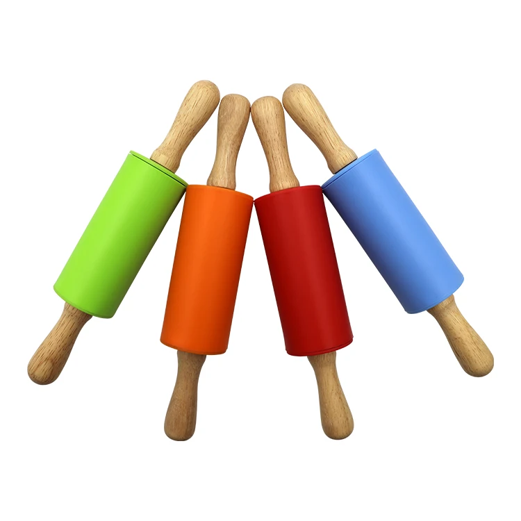 Антипригарная силиконовая Скалка с деревянной ручкой многоразовый ролик для теста и муки прочный кухонный инструмент выпечки приготовления пищи