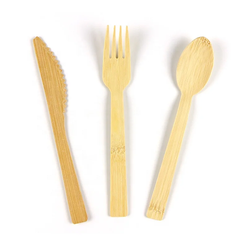 Bamboo silverware cutery set disposable spoon fork chopsticks set ECO friendly