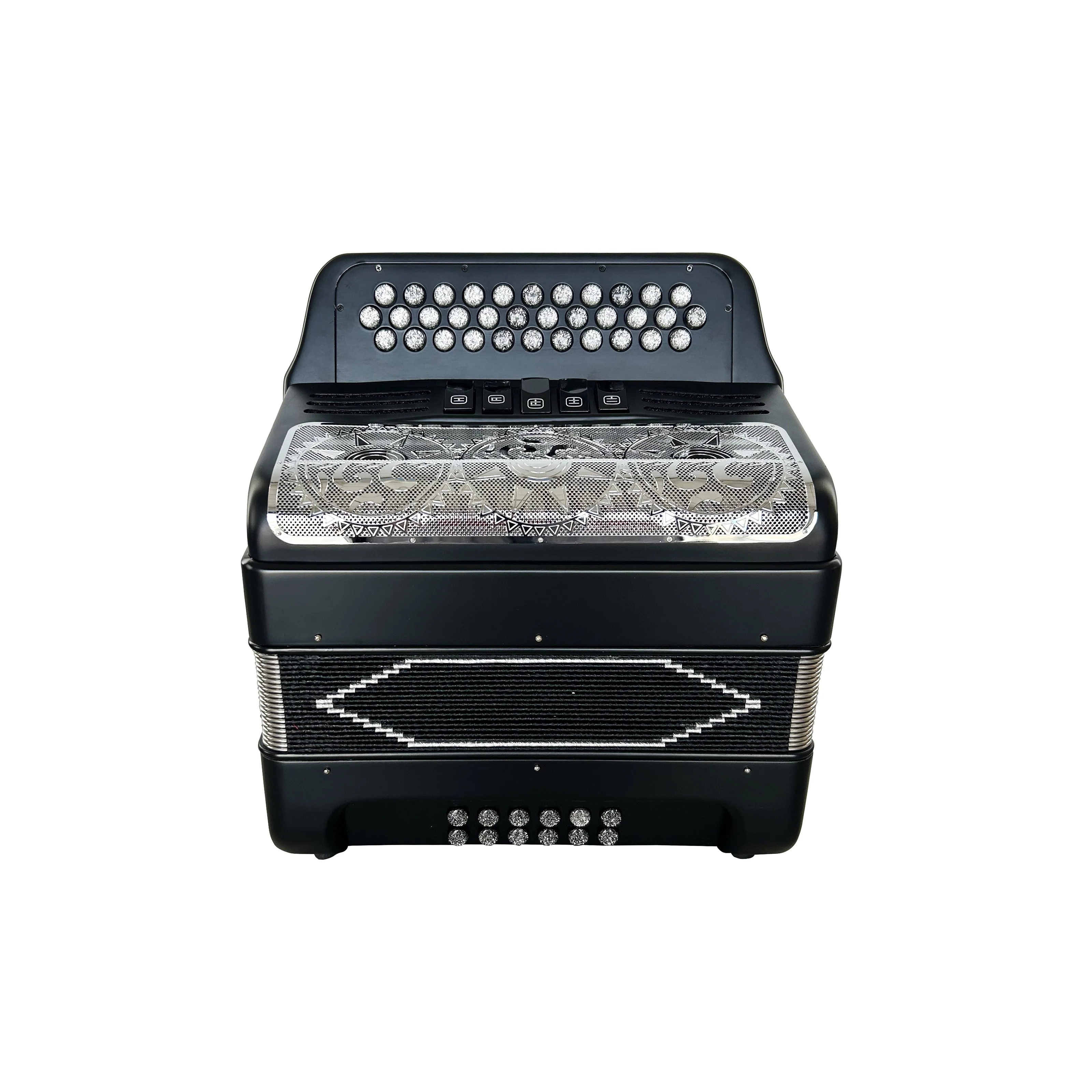 SEASOUND OEM 34 Buttons 12 Bass 5 Registers Matt Black Accordion Instrument Silver Grill Acordeon Silver Buttons JB3412D