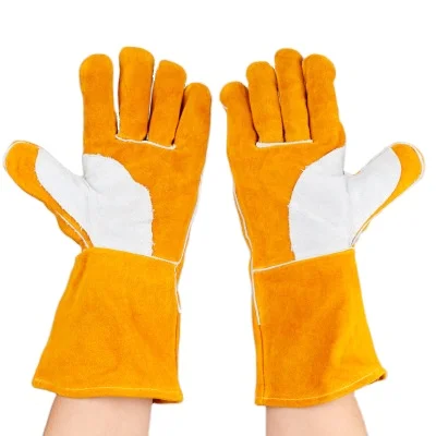 Swelder Long Cow Split Leather Welding Gloves 14 inch Customize Leather Welding Work Gloves
