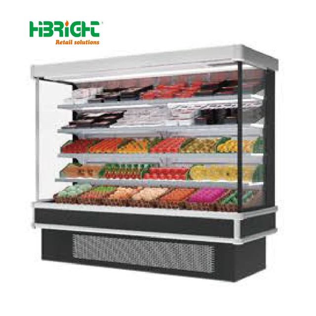 Environment Friendly Fruit Vegetable Display Cooler Refrigerator Commercial Chiller with Plastic Basket