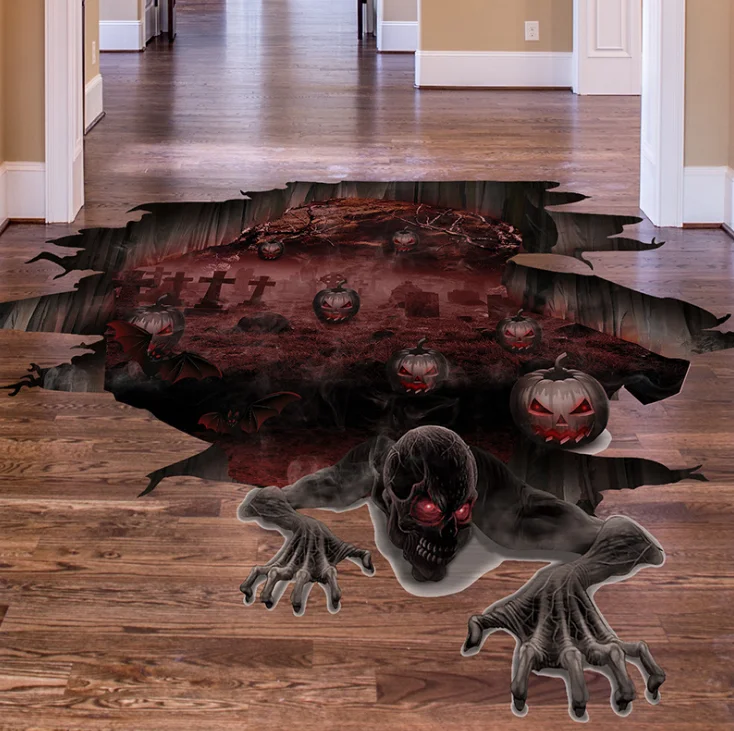 
Scary Halloween Realistic 3D stickers Floor Decal Stickers for Halloween Decoration PVC Floor Stickers 