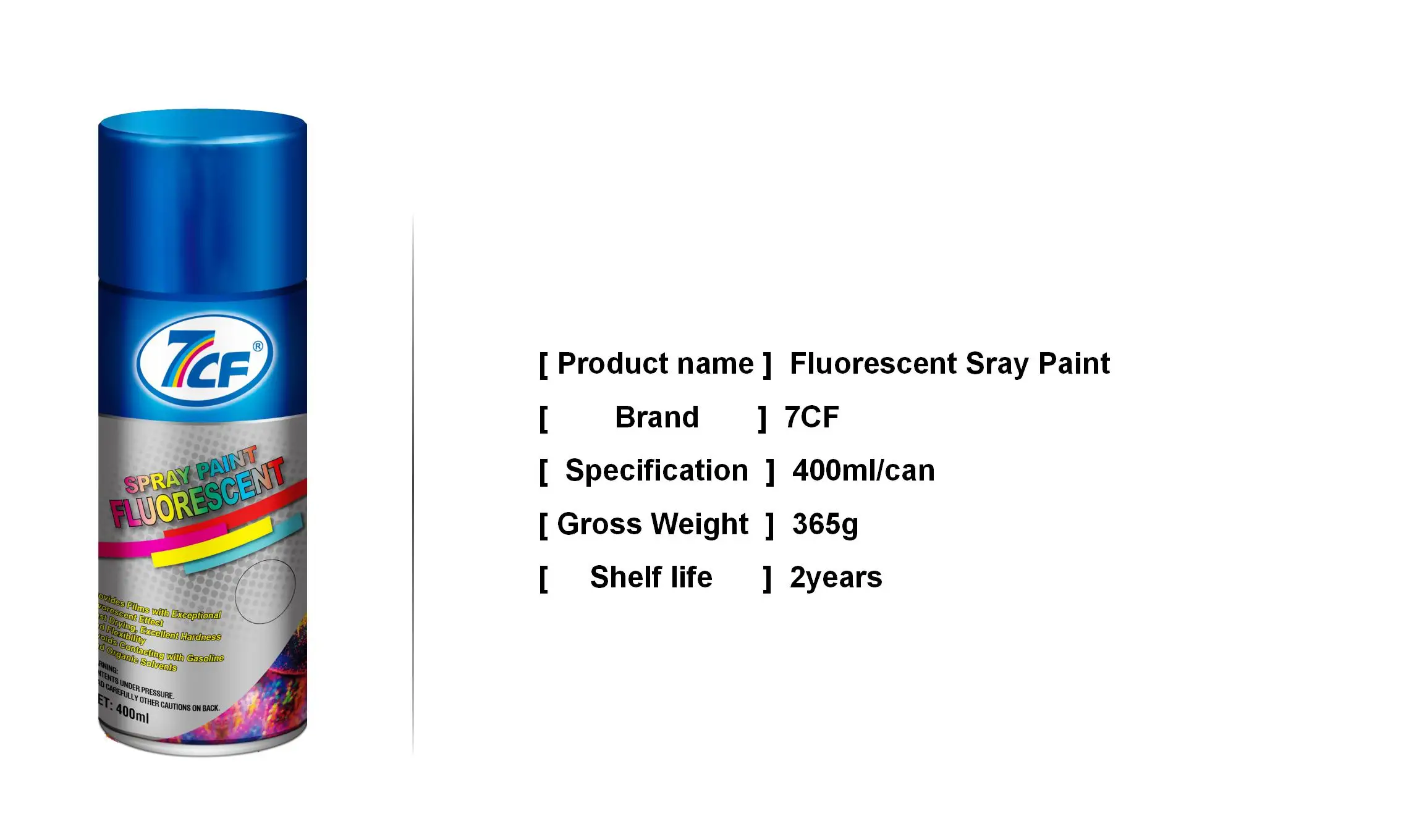 7CF Cheap Graffiti Colour Iridescent Spray Paint Acrylic Car Care Aerosol Fluorescent Spray Paint