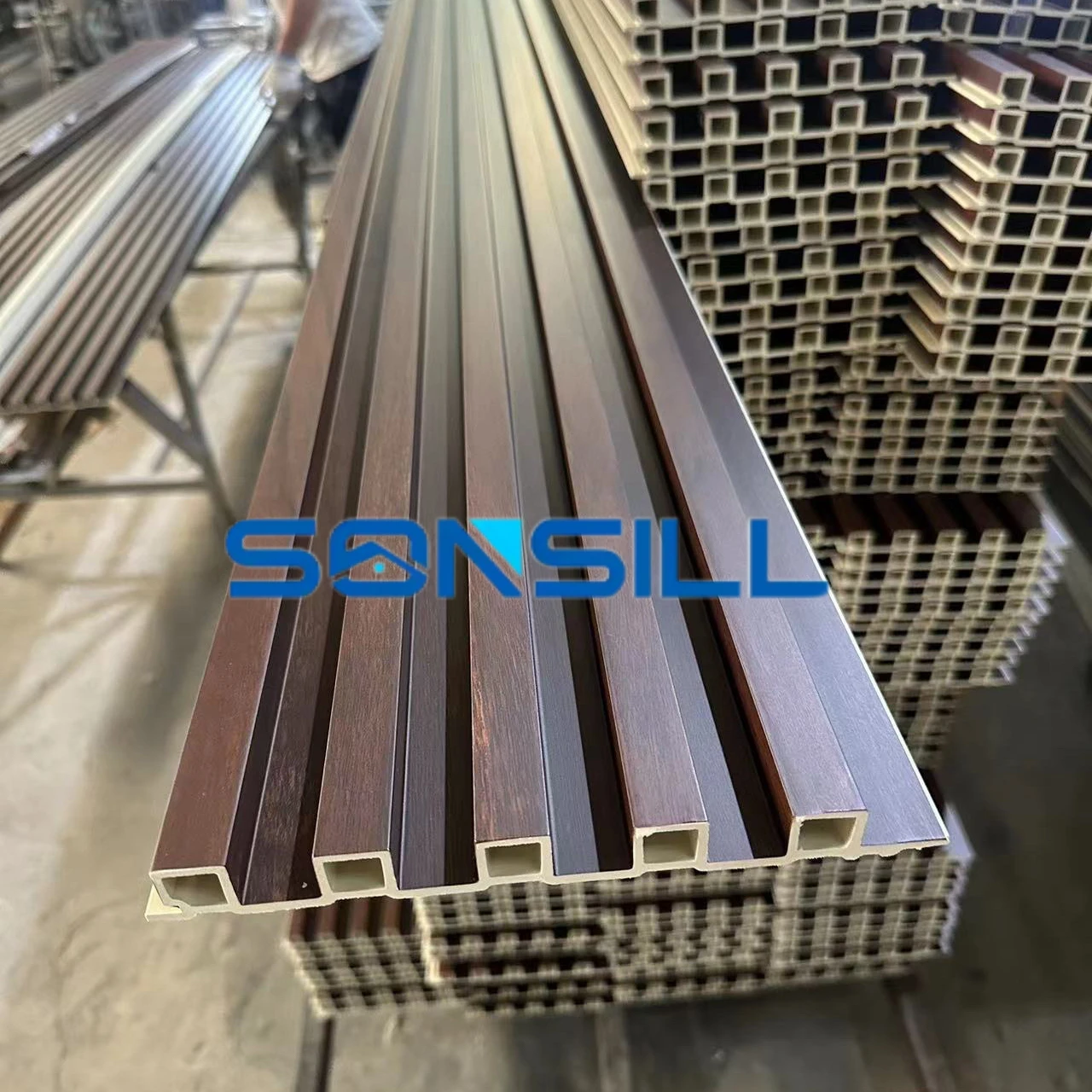 Groove house siding wpc wall panel wood plastic composite panel interior fluted wall slats wooden texture wall panel