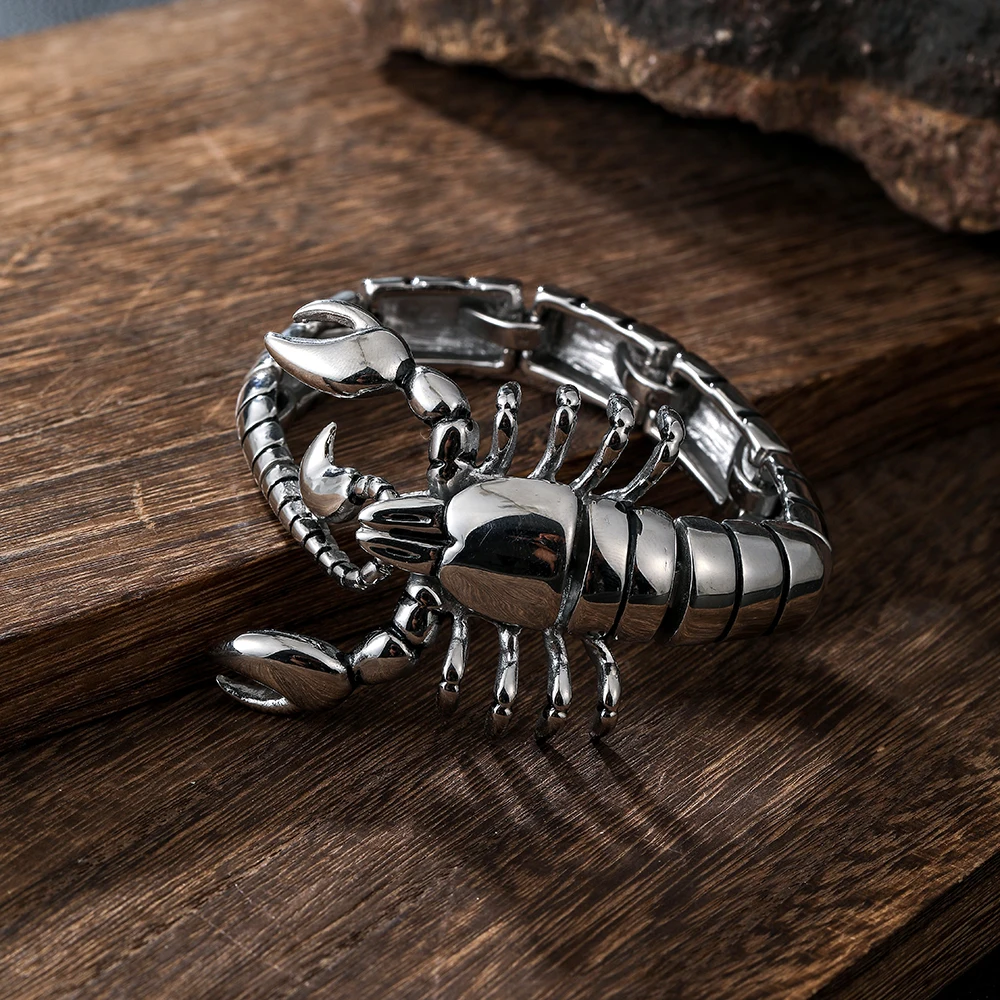 Men fashion custom animal scorpion wholesale accessories stainless steel bracelet men fashion jewelry