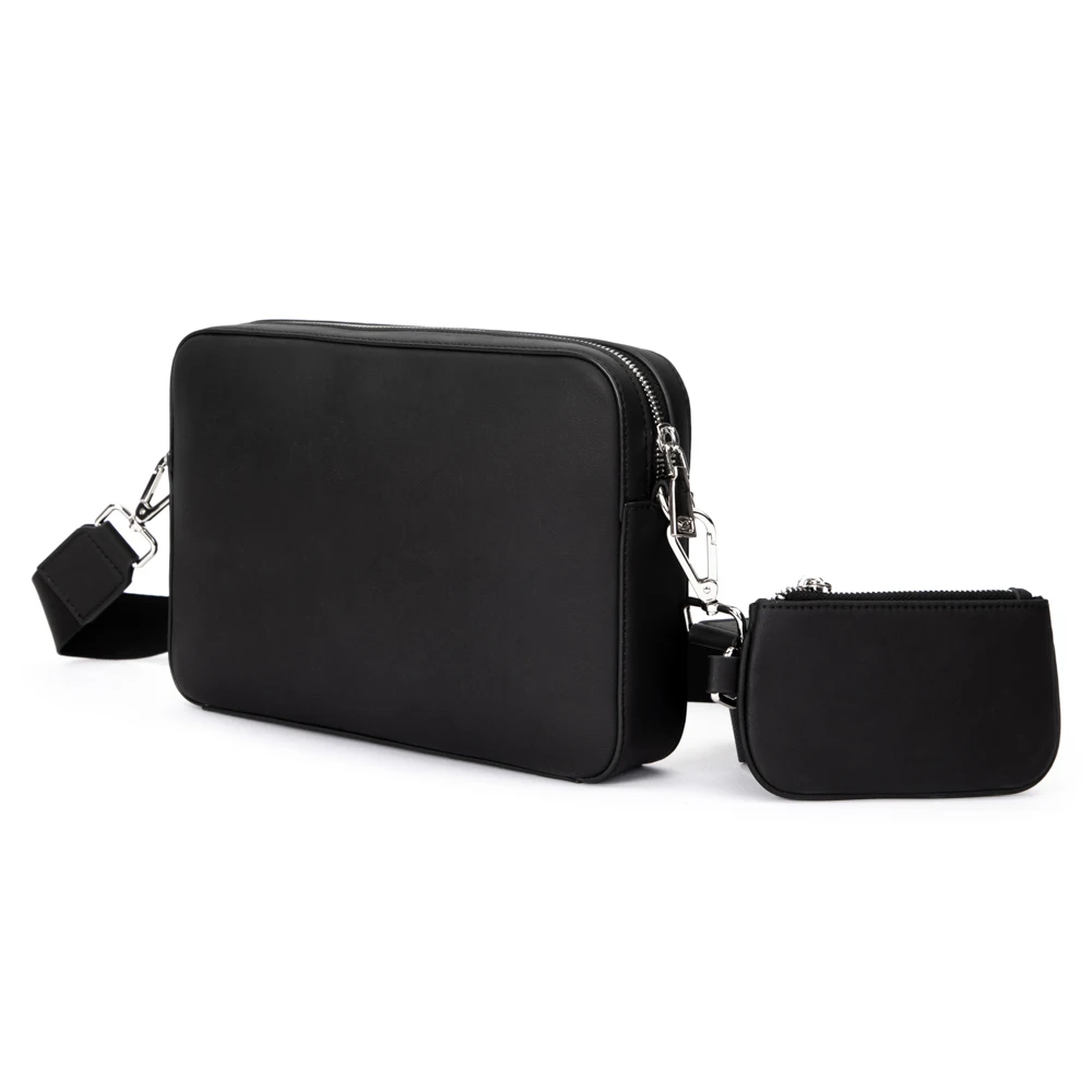 OEM Customizabe Brand Men Leather Messenger Side Bag Simple Luxury Chest Bag for Men Designer Shoulder Bag with Coin Pouch