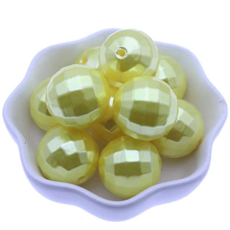 Factory Supplier Red Color Disco Bubblegum Ball Charms Faceted Earth Round New Plastic Pearl Beads For Decorative