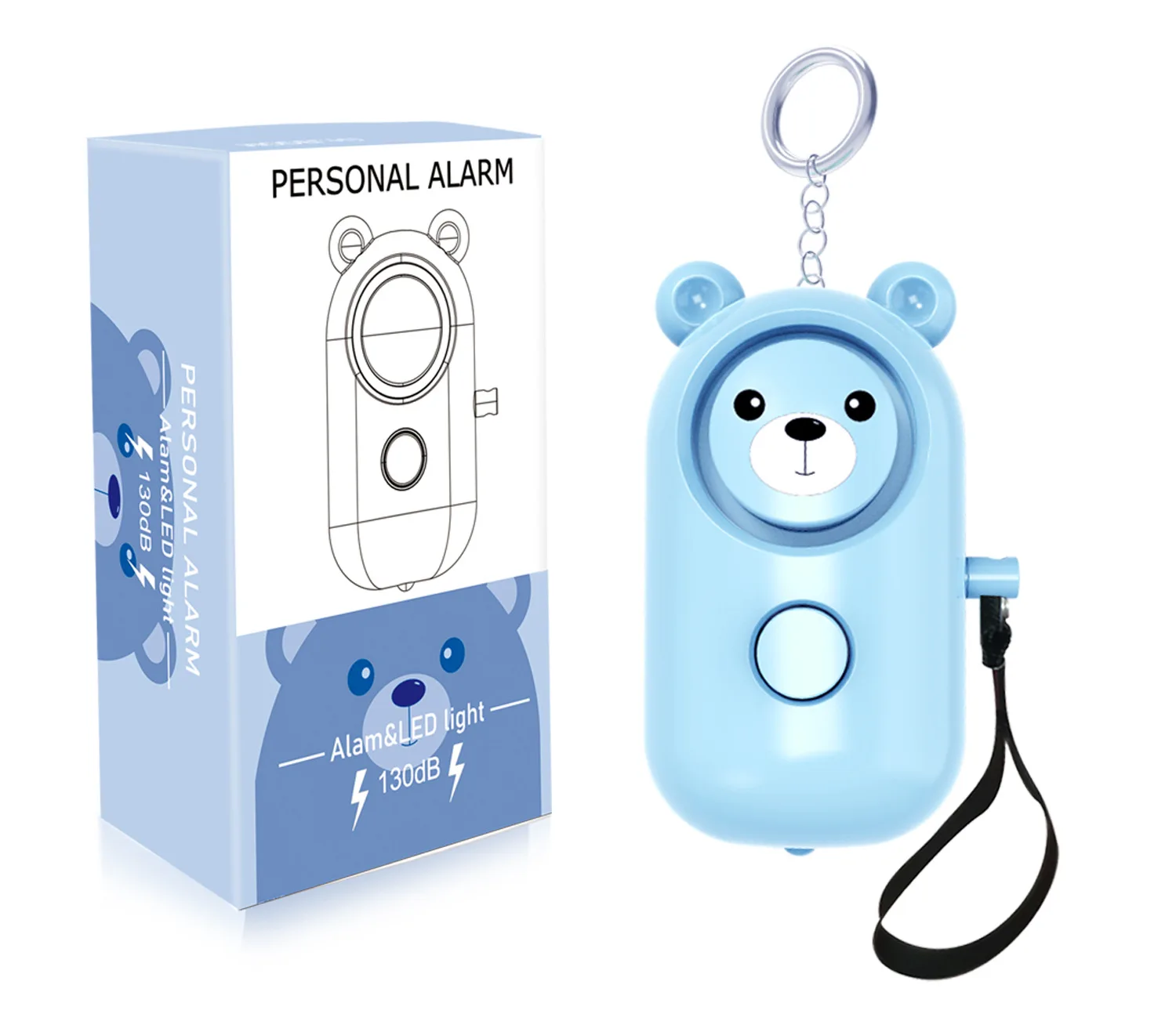 Security Alarm Keychain with LED Light for Women Kids and Elders
