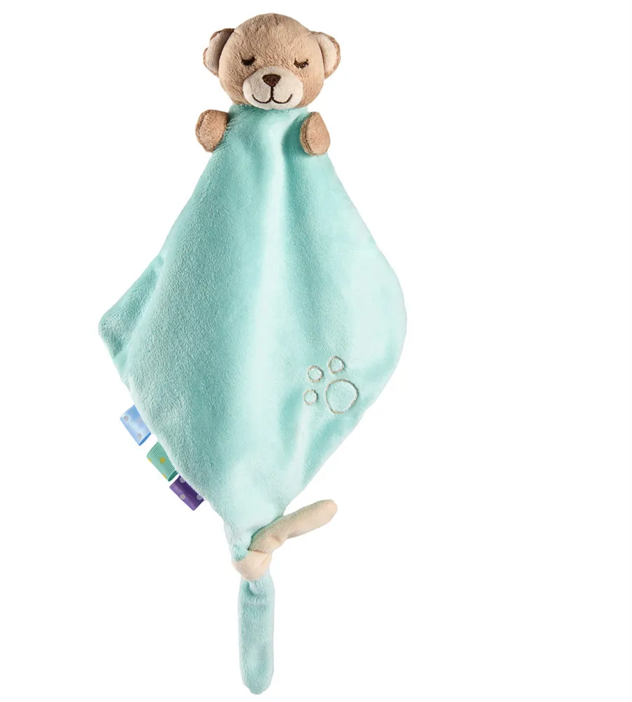 
Baby Security Blanket Plush Green Bear Doll Children Newborn Grab Comforter Towel 