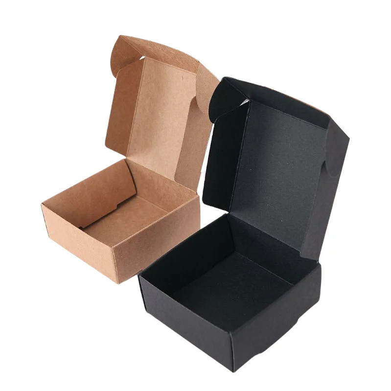 Ready Stock Small Paper Gift Box Square Plain Kraft Sock Candy Jewelry Packing Box Kraft Paper Box