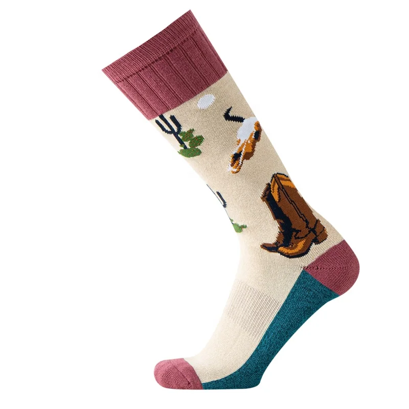 Custom Colorful Mens Cotton Crew Sock Picture Produce Manufacturer Long Socks