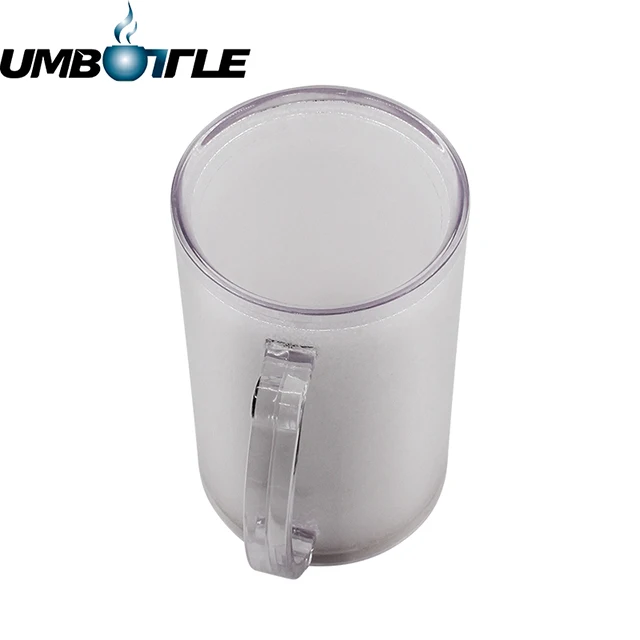 Food Grade AS 16oz Double Wall Freezer Gel Beer Mug With Handle